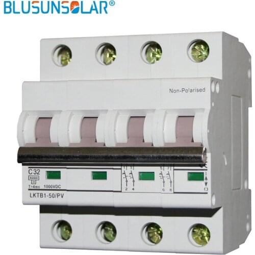 4P 1000V DC Circuit Breaker SOLARB DC 1000V Swtich Isolator 6A 10A 16A 20A 32A 40A 50A 63A
