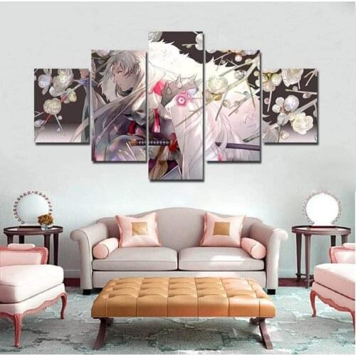 5 Piece Wall Art Canvas Anime Manga Prints Figure Samurai Posters Katana Pictures Living Room & Bedroom Decoration Paintings