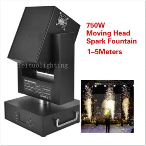 6Pcs/lot) 1-5M 750W Moving Head Cold Spark Fireworks Machine DMX /Remote Control Stage Device