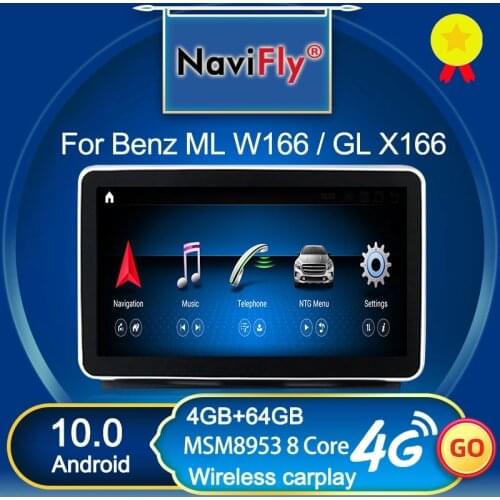 Android 10 8Core 4+64G 4G LTE WIFI Carplay Car Multimedia GPS Radio player For Mercedes Benz ML W166 / GL X166 2012-2015