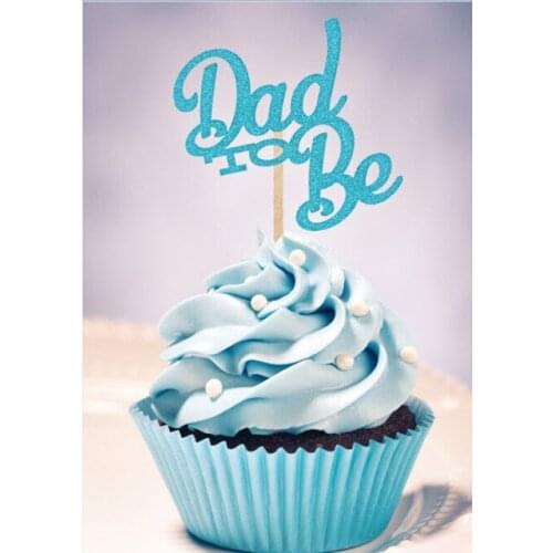 Turquoise glitter DAD TO BE cupcake Toppers baby shower birthday party cake decorations food picks