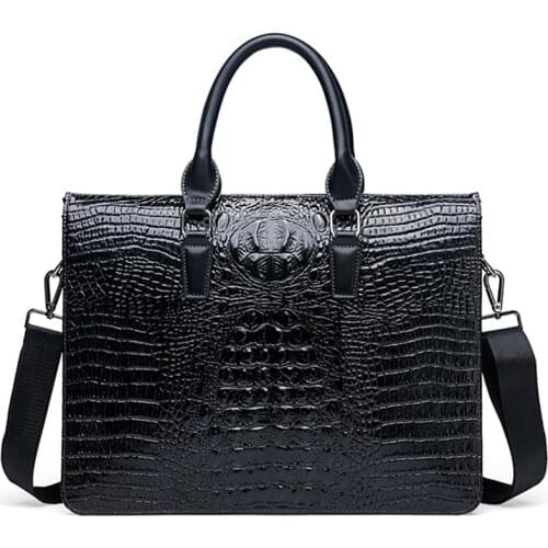 Large Business Mens Messenger bag Handbag Luxury Crocodile pattern Laptop bag briefcase PU Leather Shoulder bags Tote 2020 New