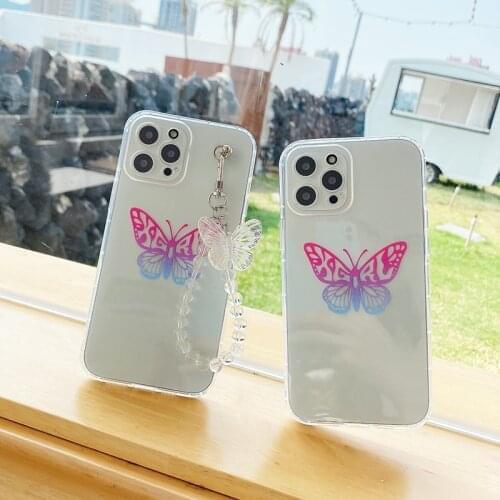 Colorful Butterfly Case for Vivo V20 SE Pro V17 Transparent TPU Bracelet Soft Phone Cover for Vivo Y11 Y12 Y17 Y50 Y30 Y20i Y70