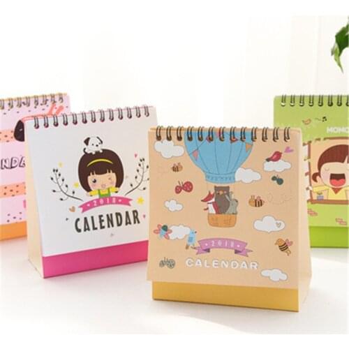 DL 2018 cartoon lovely calendar Custom Calendar Korean Creative Desktop lunar year calendar Stationery office supplies for