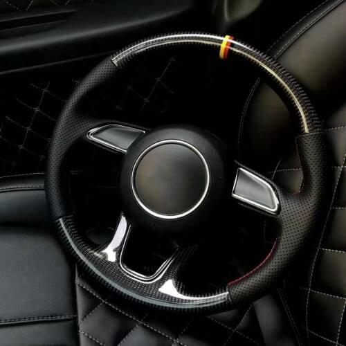 For Audi Q5 Q3 2016-2021 Cuatomized Gloss/Matt Carbon Fiber Sports Flat Steering Wheel Alcantara Leather D-Shape