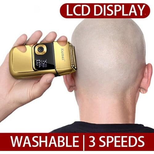Electric Foil Shavers for Men Finishing Tool Beard Trimmer Barber Reciprocating Razor LED Waterproof Shave Bald Head