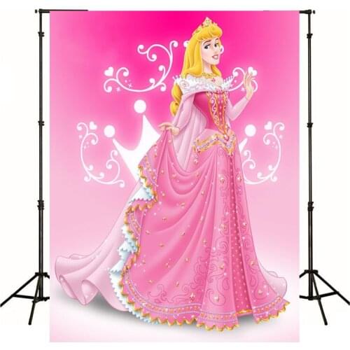 Cartoon Pink Princess Photography Background Live Backdrop Kids Baby Birthday Party Decoration Wallpaper Tapestry Photo Studio