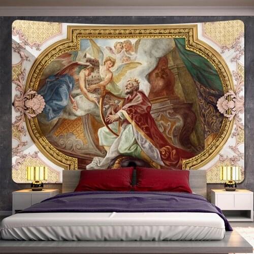 Christian church mural home decoration tapestry hippie bohemian decoration wall hanging psychedelic scene background cloth