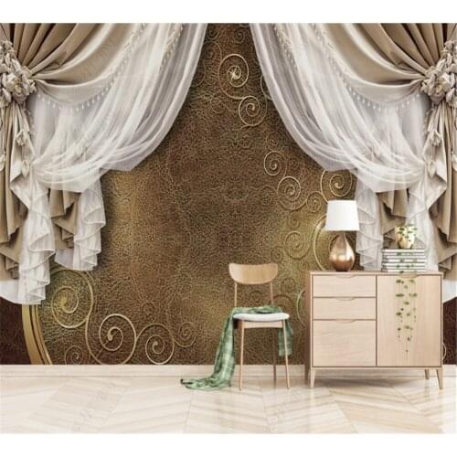 Beibehang Customized exquisite mural 3D three-dimensional European style curtain soft bag lace series home background wall