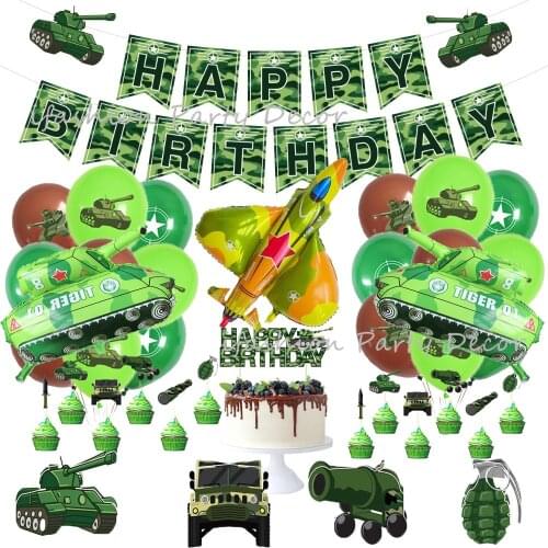 Camouflage Latex Balloons Army Military Theme Birthday Party Banner Fighter Tank Ball Wedding Baby Shower Supplies