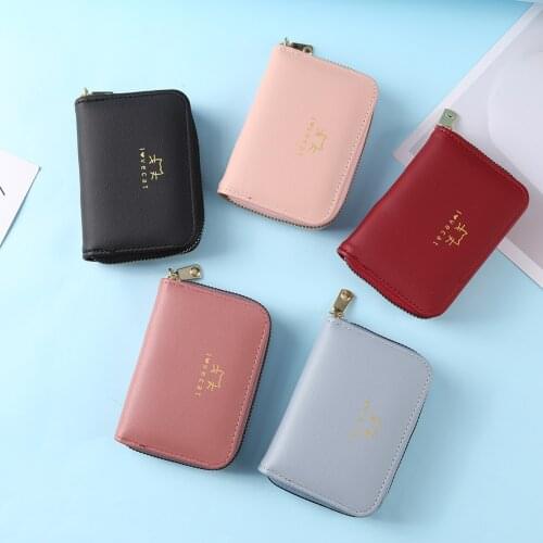 Mini Womens Purse Zipper Purse Small Wallet Coin Pocket Solid Color Cat Wallet Change Purse PU Leather Coin Bags Lady
