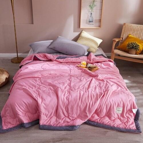 Plaid Summer Air Conditioning Comforter Skin-friendly Wash Cool Thin Quilt Breathable Comfortable Simple Blanket For Adults