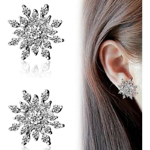 Lusion Jewelry 2015 New Design Fashion Brand Good Quality Vintage Snowflake Shape Stud Earrings For Woman Princess Gifts