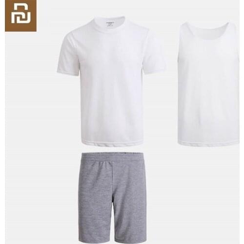 Youpin Cottonsmith Men Quick drying One-piece T-shirt vest shorts Sports Running Home Soft comfortable Light Short pants