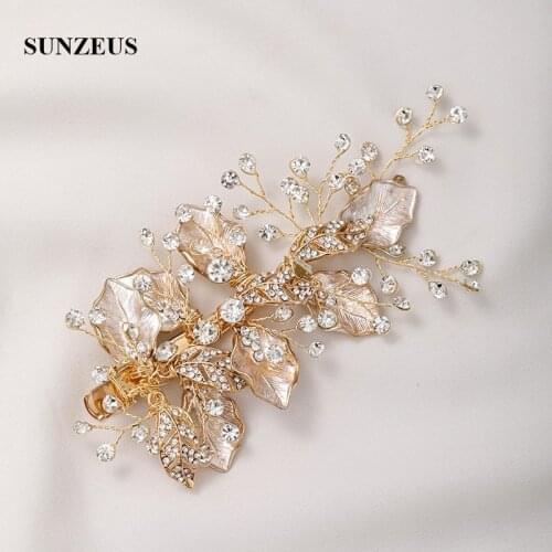 Summer 2020 New Gold Bridal Headpiece Gold Leaves Wedding Accessories Crystal Beaded Decoration for Head SQ469