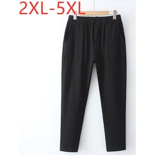 New 2021 Ladies Spring Summer Plus Size Long Pencil Pants For Women Large Slim Casual Black Elastic Trousers 2XL 3XL 4XL 5XL