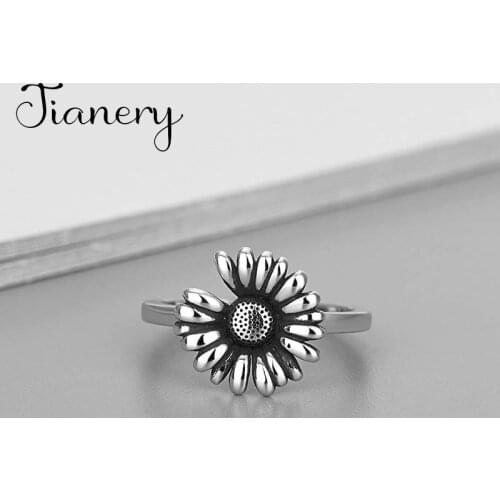 New Trendy Personality Punk Sunflower Rings For Women Lady Resizable Size Rings Party Jewelry Charm Gifts 2021