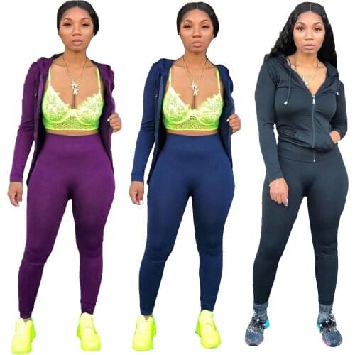 Echoine Autumn Long Sleeve Hoodies Tracksuit 2 Piece Set Sportwear Jogging Femme Sweatshirt Matching Set Zipper Coat and Pants