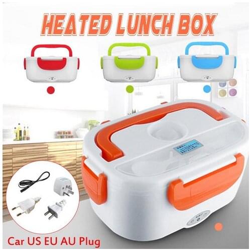 Portable Electric Heating Lunch Box Food Container Food Warmer Dinnerware Household Car 2 in 1 Stainless Steel Inner Tank Warmer