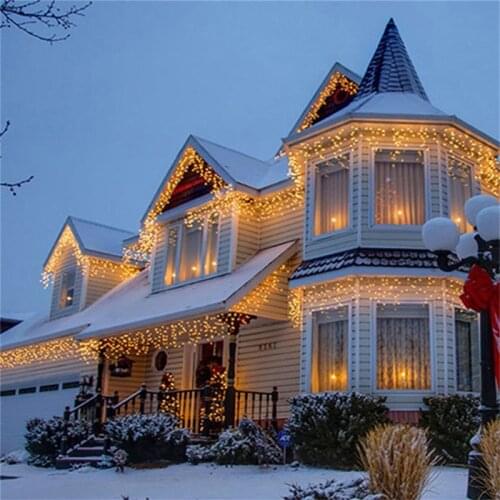5m Christmas Garland Light Droop 0.4-0.6m Led Curtain Icicle String Lights Garden Mall Eaves Decorative Fairy Lights