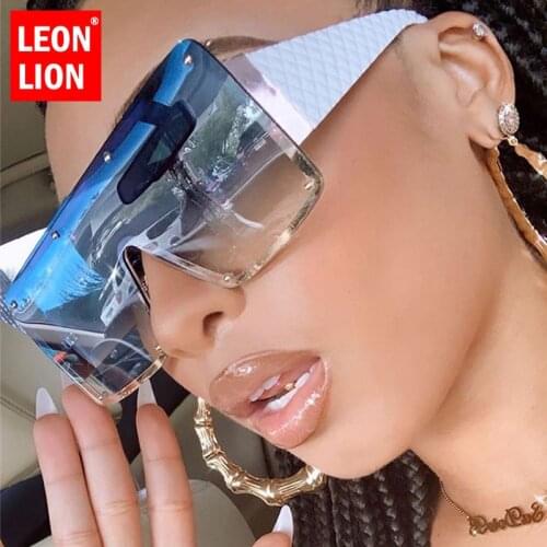 LEONLION Rectangle Sunglasses Women High Quality Women Sunglasses 2021 Luxury Designer Rimless Sunglasses Gafas De Sol Mujer