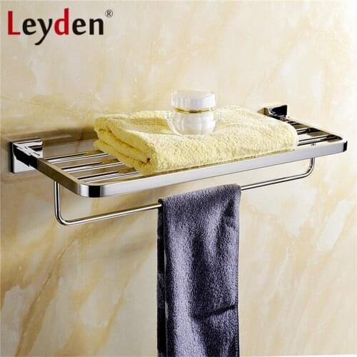 Leyden High Quality Stainless Steel Towel Rack Bathroom Polished Chrome Towel Bar Wall Mounted Towel Holder Bathroom Accessories