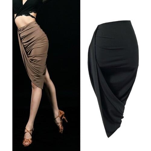 New Latin Dance Skirt Women Sexy Irregular Latin Skirts Slit Dance Practice Skirt Latin Dance Costumes Dance Wear XS1028