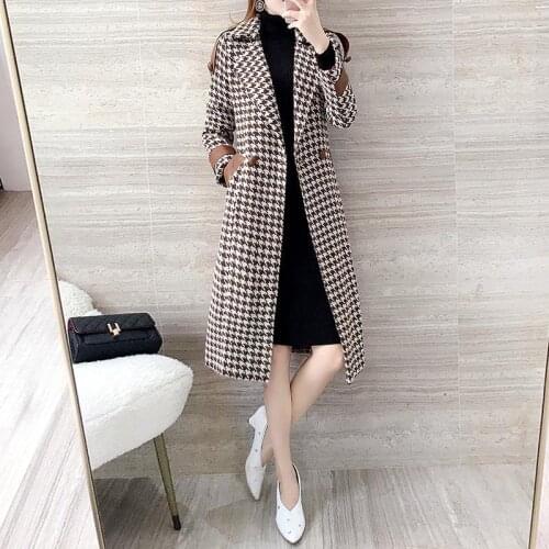 Woolen Coat Women Mid-Length Autumn Winter Clothing 2020 Womens New Korean Slim Button Woolen Coat Female British Style Q337