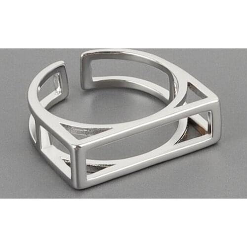 2021 New Silver Color Korean Vintage Ring For Women Triangle Female INS Simple Handmade Opening Finger Fashion Jewelry Couple