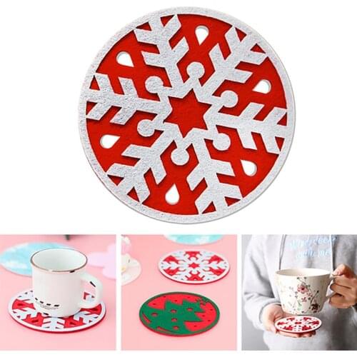 1pc Christmas Drink Coaster Thicken Soft Felt Coaster Heat Insulation Coaster Cup Mat Cup Accessories For Christmas