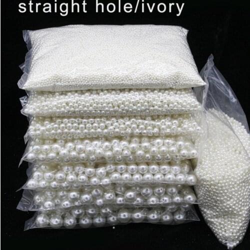 3-20mm Ivory round straight hole Acrylic Imitation pearl spacer beads Garment headwear bag DIY necklace earrings Jewelry Making