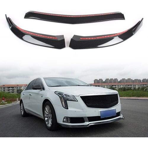 3pcs/Set For Cadillac XTS Car Front Bumper Lip Lip Deflector Lips Spoiler Guard Body Kit Cover Trim 2018 2019 ABS Plastic