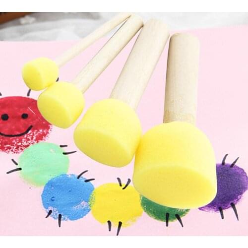 4Pcs Wooden Handle Sponge Brushes Furniture Art Craft Painting Tools DIY Toys