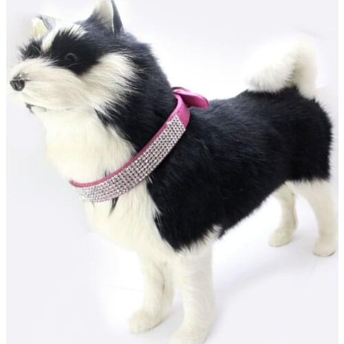6 Colors Bling Rhinestone Puppy Cat Collar Adjustable Leather Bowknot Kitten Collar For Small Medium Dog Pet Chihuahua Yorkshire