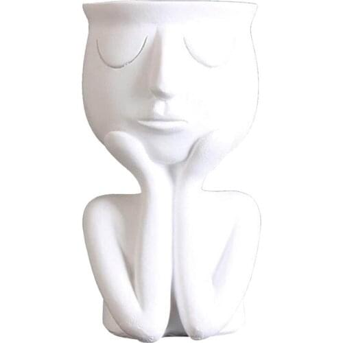 Abstract Human Sculpture Resin Plant Pot, Living Room Desktop Plant Container Flower Arrangement Potted Ornaments