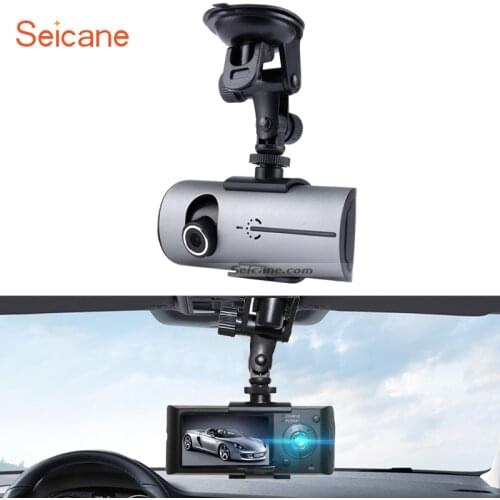 Seicane GPS Car 2 Lens Camera Video Recorder with HD 140 Degree Wide Angle Front View and 120 Degree Rear View Camera Microphone