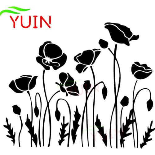 Car Sticker Poppy Flower Cars Decal Fashion Body Rear Windshield Decoration Accessories PVC Waterproof Sunscreen Stickers
