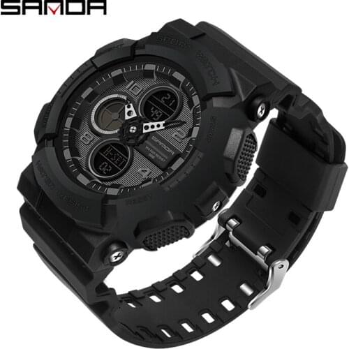 SANDA Women Men Digital Watch Sports Dual Display 50M Waterproof Wrist Watch For Male Female Clock Relogio Feminino 6027