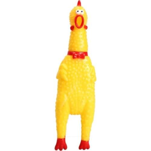 16cm Childrens Jokes Novelty Rubber Squeeze Pet Dog Toy Yellow Sound Screaming Shrilling Chicken Funny Toys for Kids