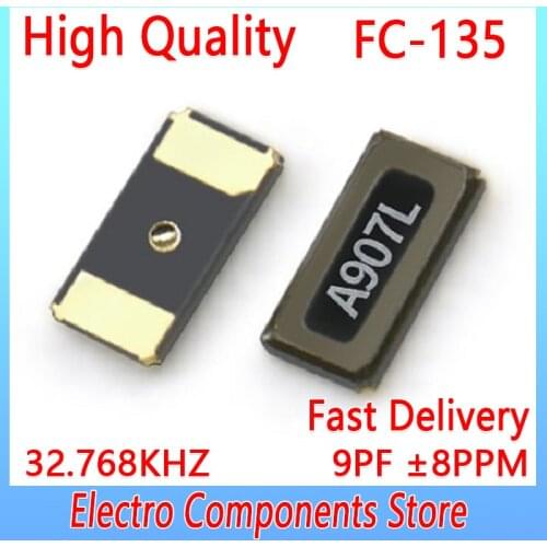 FC-135 SMD Quartz Crystal Resonator Passive Oscillator 2Pin 3215 32.768KHZ 32.768K 9PF ±8PPM SMD Patch Crystal Oscillator