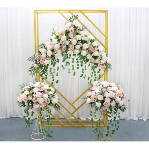 Flone Diamond Wedding Arch Backdrop Props Wrought Iron Geometric Square Frame Party Stage Screen creative background Stand