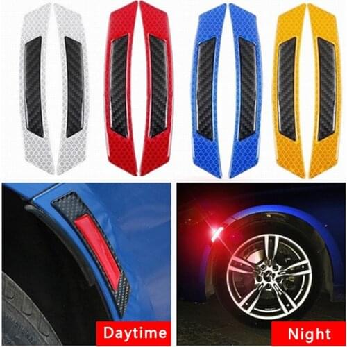 2PCS Car Reflective Sticker Fluorescent Car Reflective Strips Warning Stickers Car Bumper Strips Secure Stickers Decals For Safe