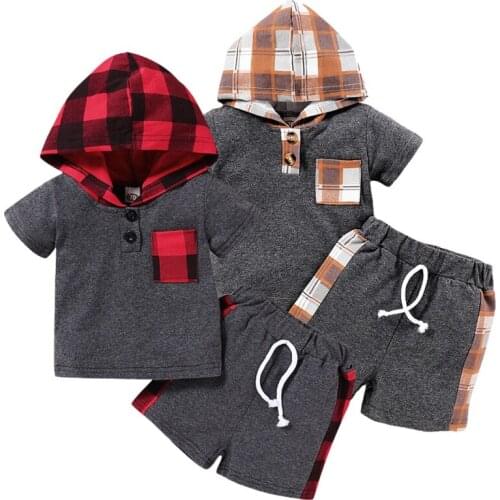 Summer Babys Sets Childrens Cotton Boys Girls Baby Cotton Patchwork Short Set Childrens Autumn Baby Clothes
