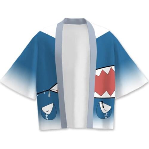 Hololive English VTuber Gawr Gura Cosplay Cloak Kimono Cardigan Robe Cospaly Costume Print Casual Coat