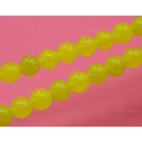 8mm Round loose beads Fresh Lemon yellow stone Chalcedony DIY Girl Women Manual parts Accessories Design making Wholesale 15