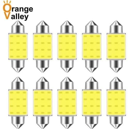 10PCS Super Bright 31mm 36mm 39mm 41mm 12V COB Dome Festoon LED Car Bulb Auto Lamp Bulb Interior Light Lamps parking DC12V