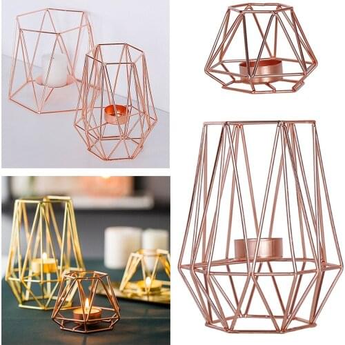 Nordic Style 3D Metal Iron Geometric Candle Holder Candlestick Tealight holder Wedding Centerpiece Ceremony Home Party Decor