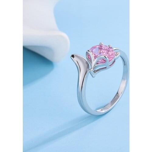 Miuoxion Retro Temperament Pink Zircon Cute Fox Ring Fashion Party Jewelry For Women Feature Namour Charm Gift All Seasons