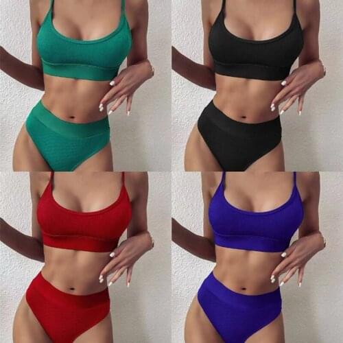 Summer Fashion Classic Slim Fit, Popular Stitching Comfortable Womens Split Swimsuit, New Sexy Solid High Waist Split Bikini