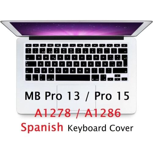 Soft for Macbook Pro 13 15 CD ROM A1278 A1286 EU US Spanish Keyboard Cover Silicon for Macbook Pro 13 15 Spanish Keyboard Skin